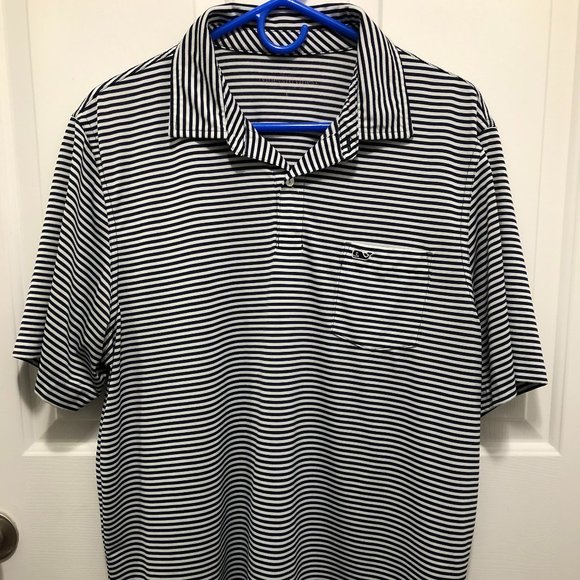 VINEYARD VINES Striped Whale Golf Polo Shirt - Picture 3 of 8